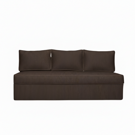 Canapea Extensibila New Modulo, 3 Locuri, Lada Depozitare, Maro, Catifea raiat, 194 Cm