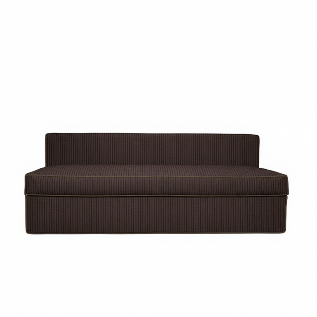 Canapea Extensibila New Modulo, 3 Locuri, Lada Depozitare, Maro, Catifea raiat, 194 Cm