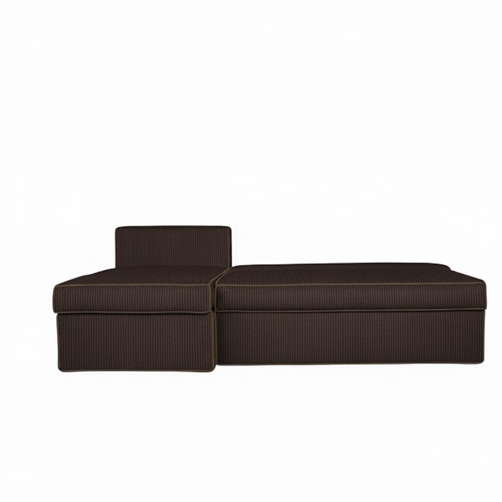 Coltar Extensibil Cu Lada New Modulo, Interschimbabil Stanga/Dreapta,Maro, Catifea raiata, 220 x 80 x 155 Cm