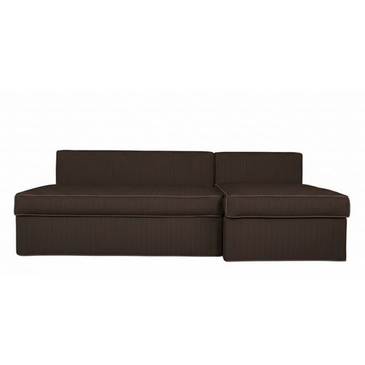 Coltar Extensibil Cu Lada New Modulo, Interschimbabil Stanga/Dreapta,Maro, Catifea raiata, 220 x 80 x 155 Cm