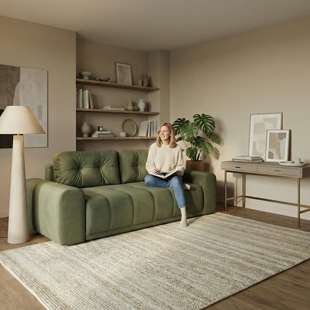 Canapea Extensibila Cu Lada Depozitare Dreamer, Verde, 260 x 110 x 100 Cm