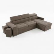 Coltar Extensibil Cu Insula Ventotene, 5 Locuri, Taburete Integrate, Lada Depozitare, Taupe, 269 Cm