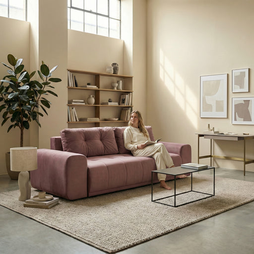 Canapea Extensibila Cu Lada Depozitare Dreamer, Roz, 260 x 110 x 100 Cm