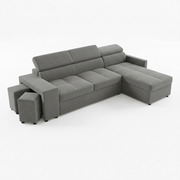 Coltar Extensibil Cu Insula Ventotene, 5 Locuri, Taburete Integrate, Lada Depozitare, Gri inchis, 269 Cm
