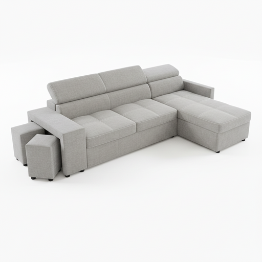 Coltar Extensibil Cu Insula Ventotene, 5 Locuri, Lada Depozitare, Gri, 269 Cm