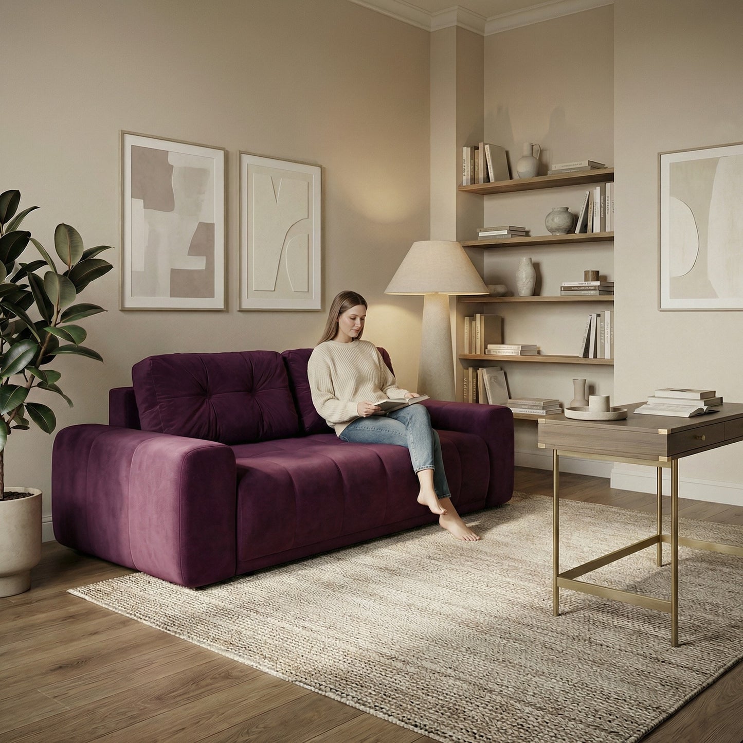 Canapea Extensibila Cu Lada Depozitare Dreamer, Visiniu, 260 x 110 x 100 Cm