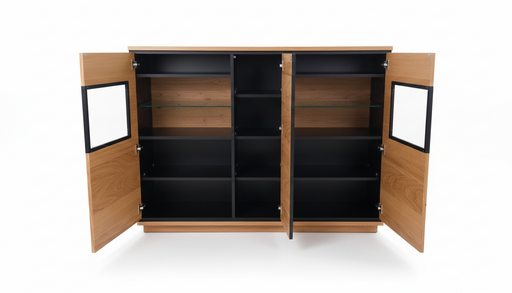 Comoda Bar Cu 3 Usi Zenith, Furniruit Stejar, 148 Cm