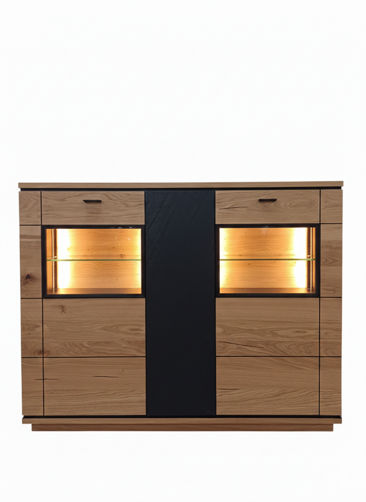 Comoda Bar Cu 3 Usi Zenith, Furniruit Stejar, 148 Cm