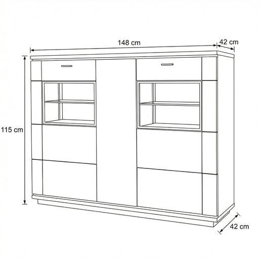 Comoda Bar Cu 3 Usi Zenith, Furniruit Stejar, 148 Cm