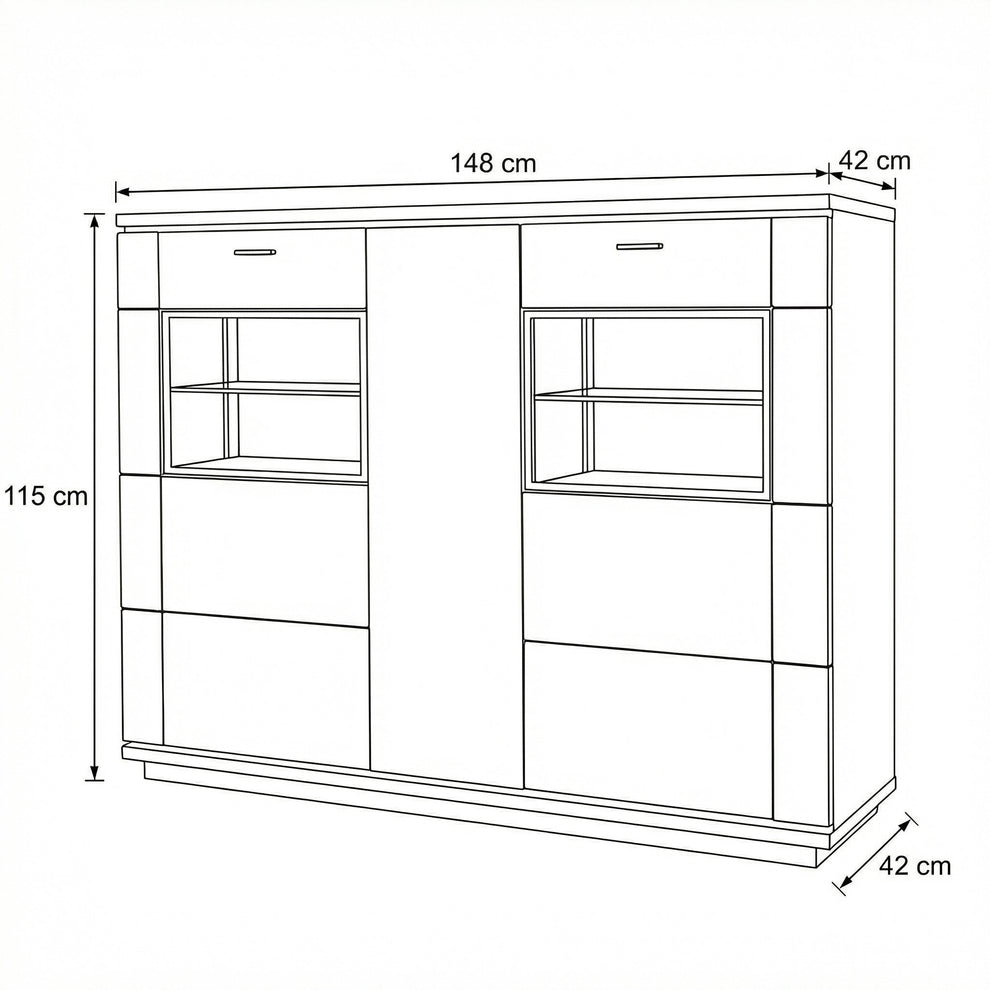 Comoda Bar Cu 3 Usi Zenith, Furniruit Stejar, 148 Cm