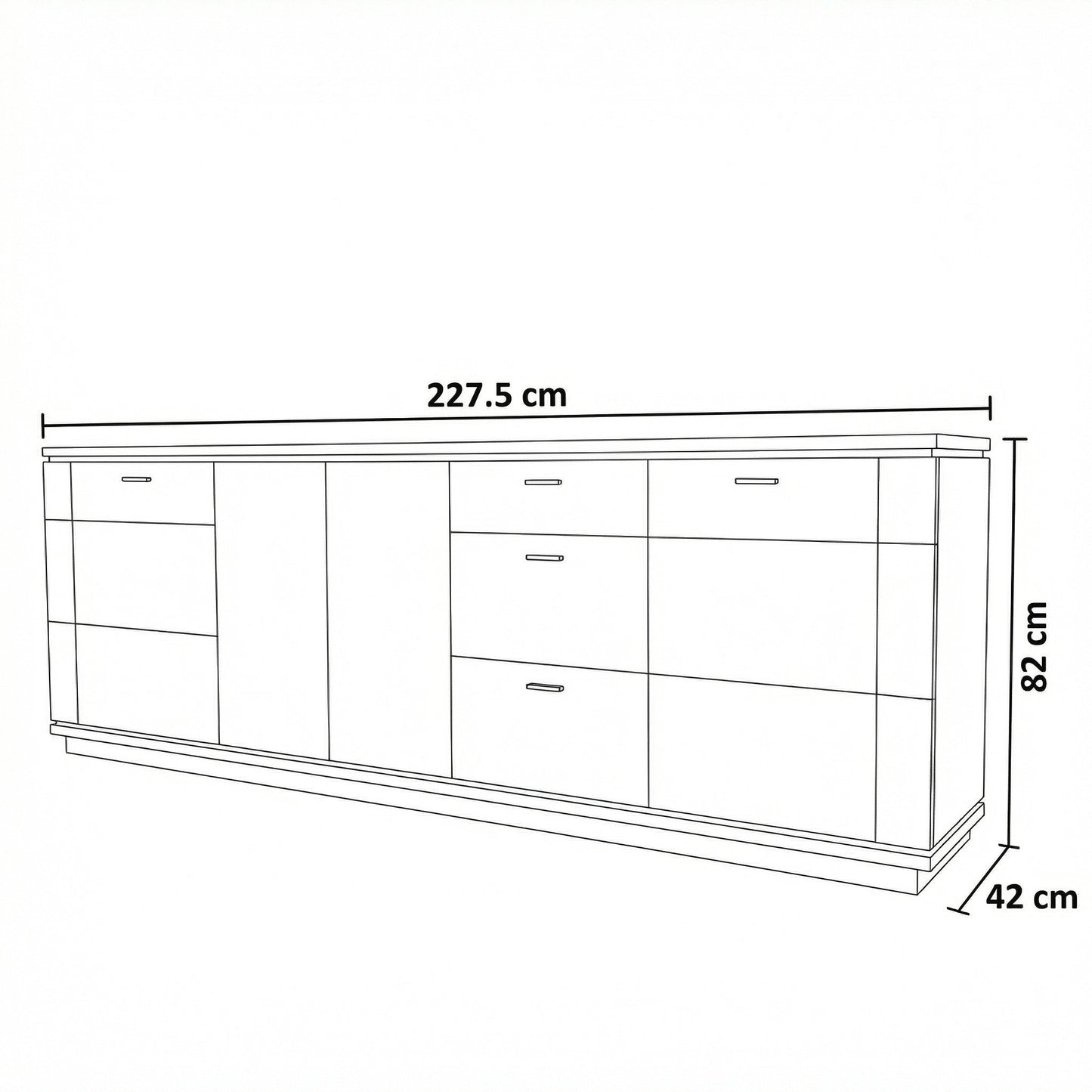 Bufet 4 Usi Si 3 Sertare Zenith, Stejar Furniruit, 227.5 Cm