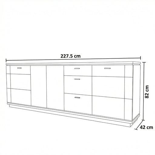 Bufet 4 Usi Si 3 Sertare Zenith, Stejar Furniruit, 227.5 Cm