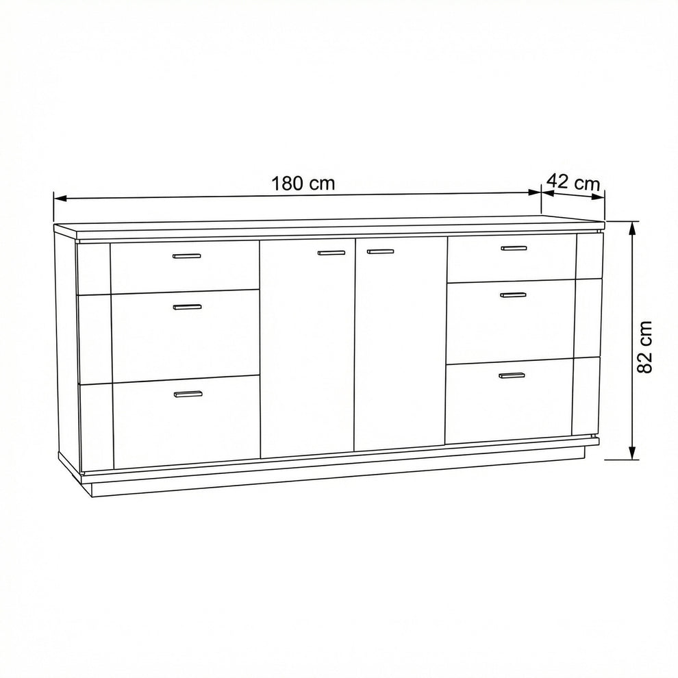 Bufet 4 Usi Zenith, Stejar Furniruit, 180 Cm
