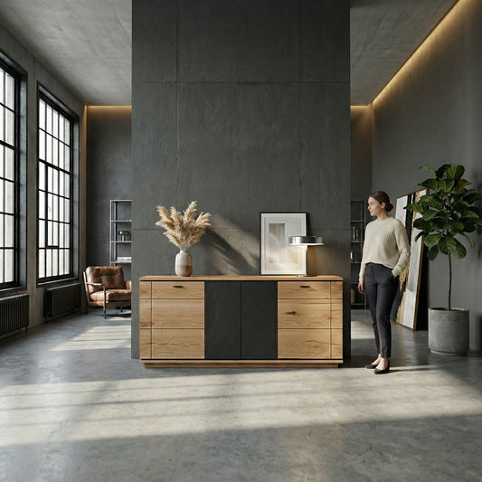 Bufet 4 Usi Zenith, Stejar Furniruit, 180 Cm