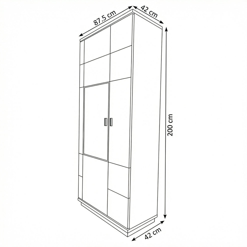 Vitrina Cu 2 Usi Zenith, Furniruit Stejar, 87.5 Cm