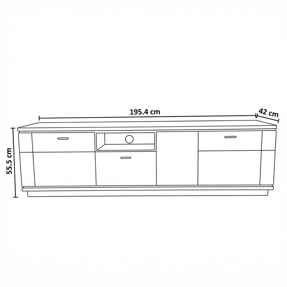 Comoda Tv Cu 2 Usi, 1 Sertar Si 1 Nisa Zenith, Furniruit Stejar, 195.4 Cm
