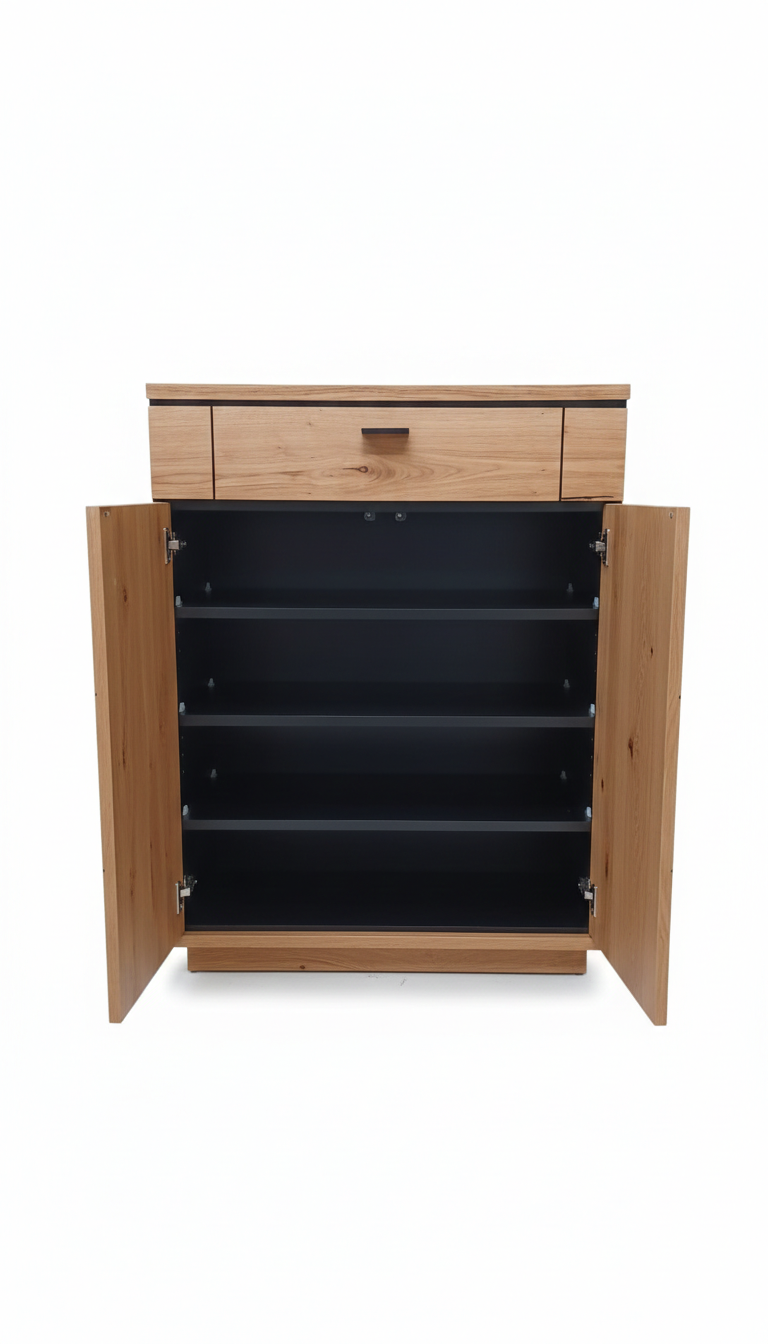Comoda Hol 2 Usi Si 1  Sertar Zenith, Stejar Furniruit, 77 Cm