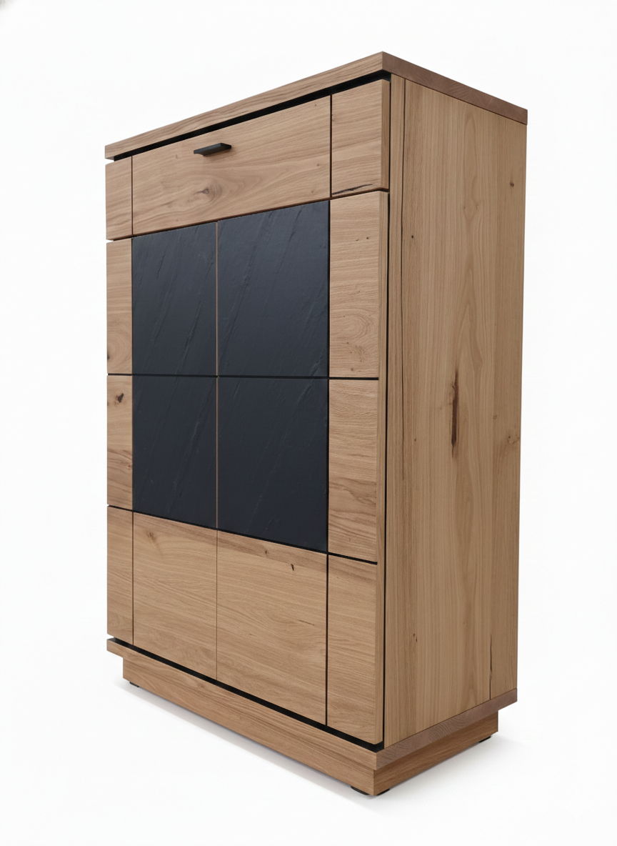 Comoda Hol 2 Usi Si 1  Sertar Zenith, Stejar Furniruit, 77 Cm