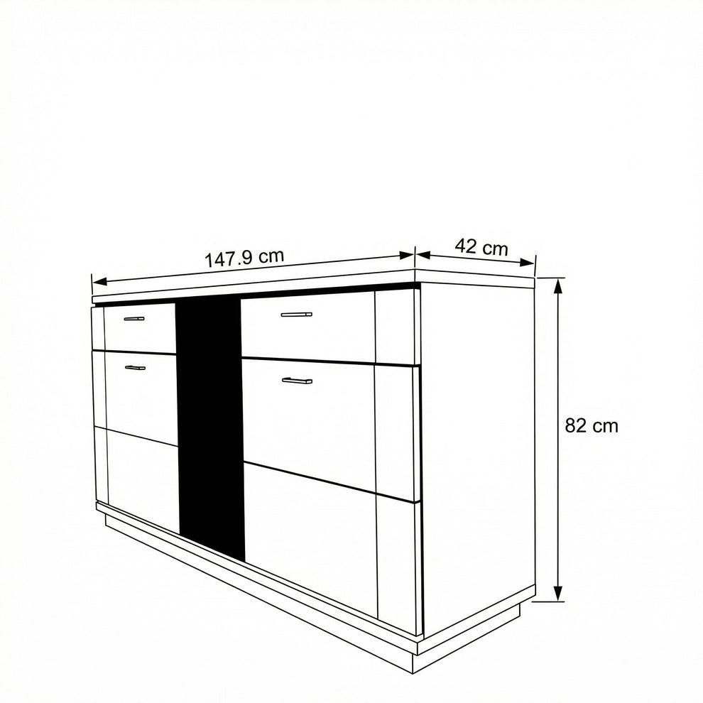 Bufet  3 Usi Si 2 Sertare Zenith, Stejar Furniruit , 147.9 Cm