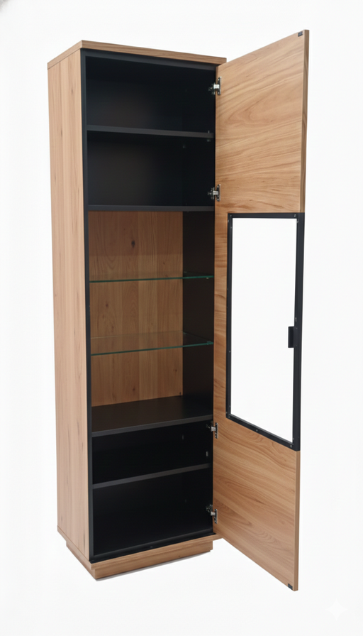 Vitrina Cu 1 Usa Stanga Zenith, Furniruit Stejar, 57.9 Cm