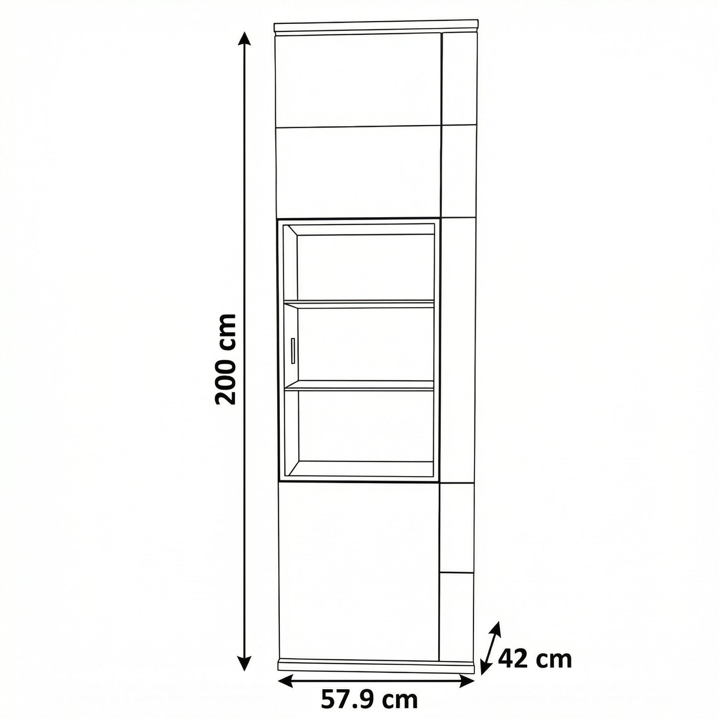 Vitrina Cu 1 Usa Dreapta Zenith, Furniruit Stejar, 57.9 Cm