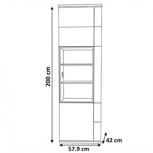 Vitrina Cu 1 Usa Dreapta Zenith, Furniruit Stejar, 57.9 Cm