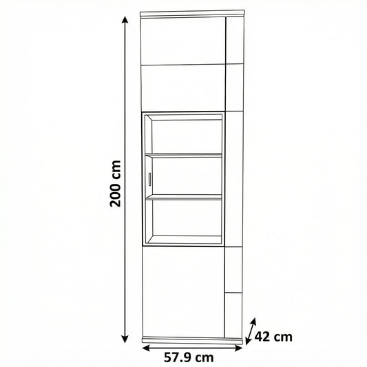 Vitrina Cu 1 Usa Dreapta Zenith, Furniruit Stejar, 57.9 Cm