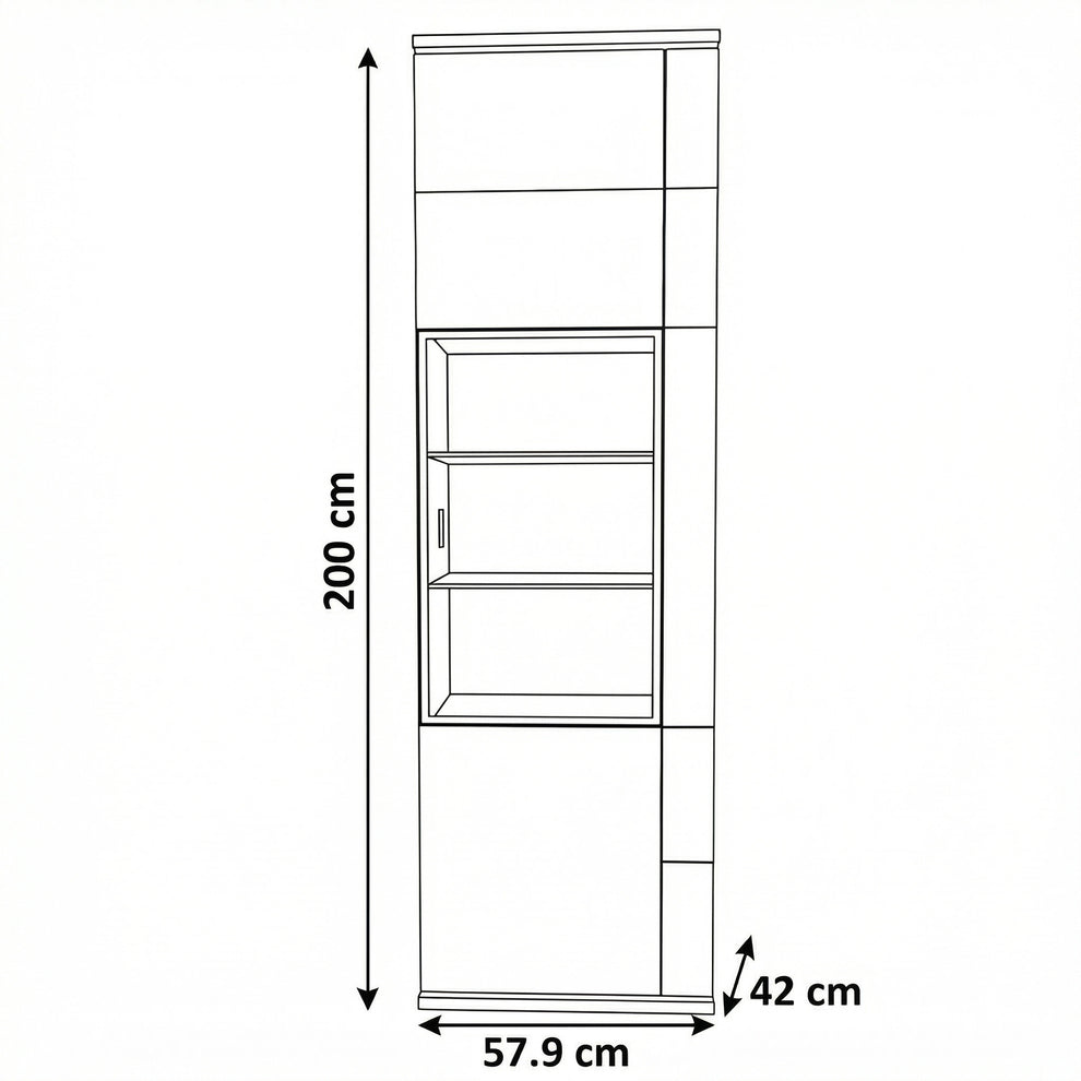 Vitrina Cu 1 Usa Dreapta Zenith, Furniruit Stejar, 57.9 Cm