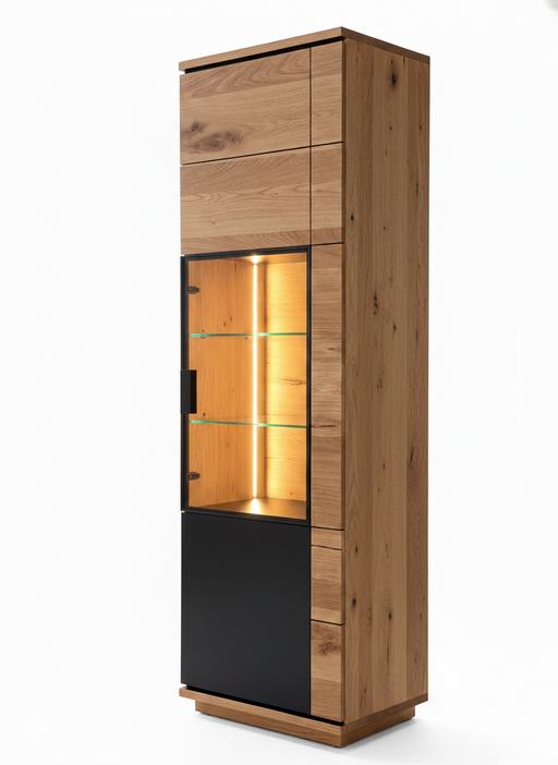Vitrina Cu 1 Usa Dreapta Zenith, Furniruit Stejar, 57.9 Cm