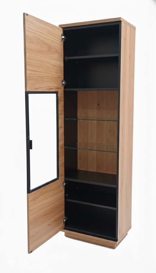 Vitrina Cu 1 Usa Dreapta Zenith, Furniruit Stejar, 57.9 Cm
