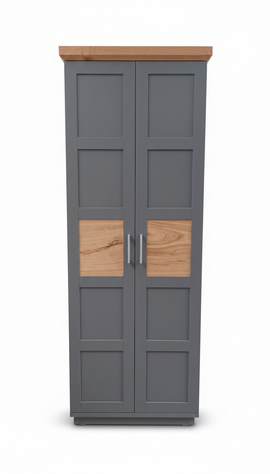 Dulap 2 Usi Alpina Graphit Matt, Vopsit Gri, Furniruit, 75 Cm
