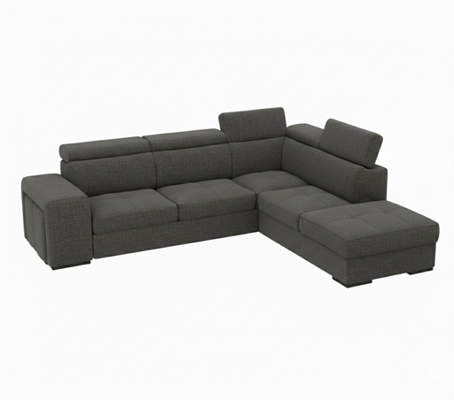 Coltar Extensibil Cu Otoman Ventotene, 5 Locuri, Lada Depozitare, Gri inchis, 265 Cm