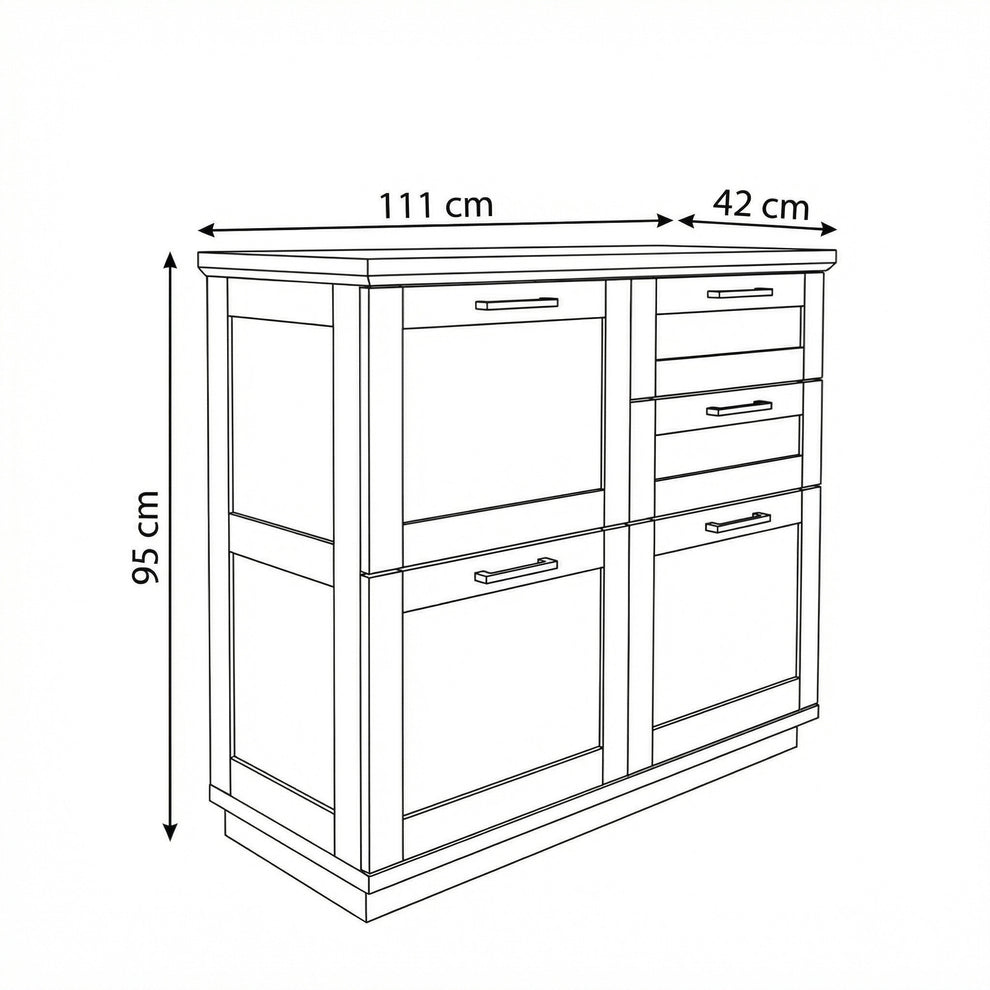 Pantofar 3 Usi Si 2 Sertare Alpina Graphit Matt, Vopsit Gri, Furniruit, 111.7 Cm