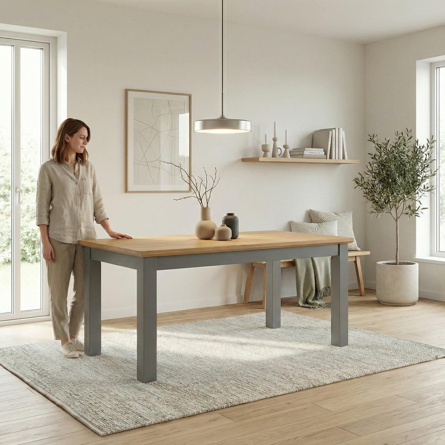 Masa Extensibila Alpina Graphit Matt, Vopsit Gri, Furniruit, 180/235 x 90 x 77 Cm