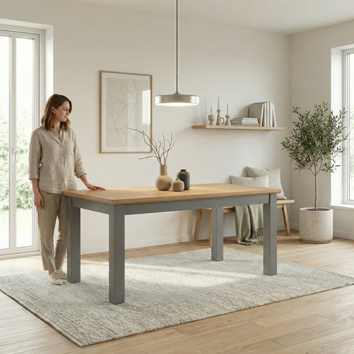 Masa Extensibila Alpina Graphit Matt, Vopsit Gri, Furniruit, 180/235 x 90 x 77 Cm