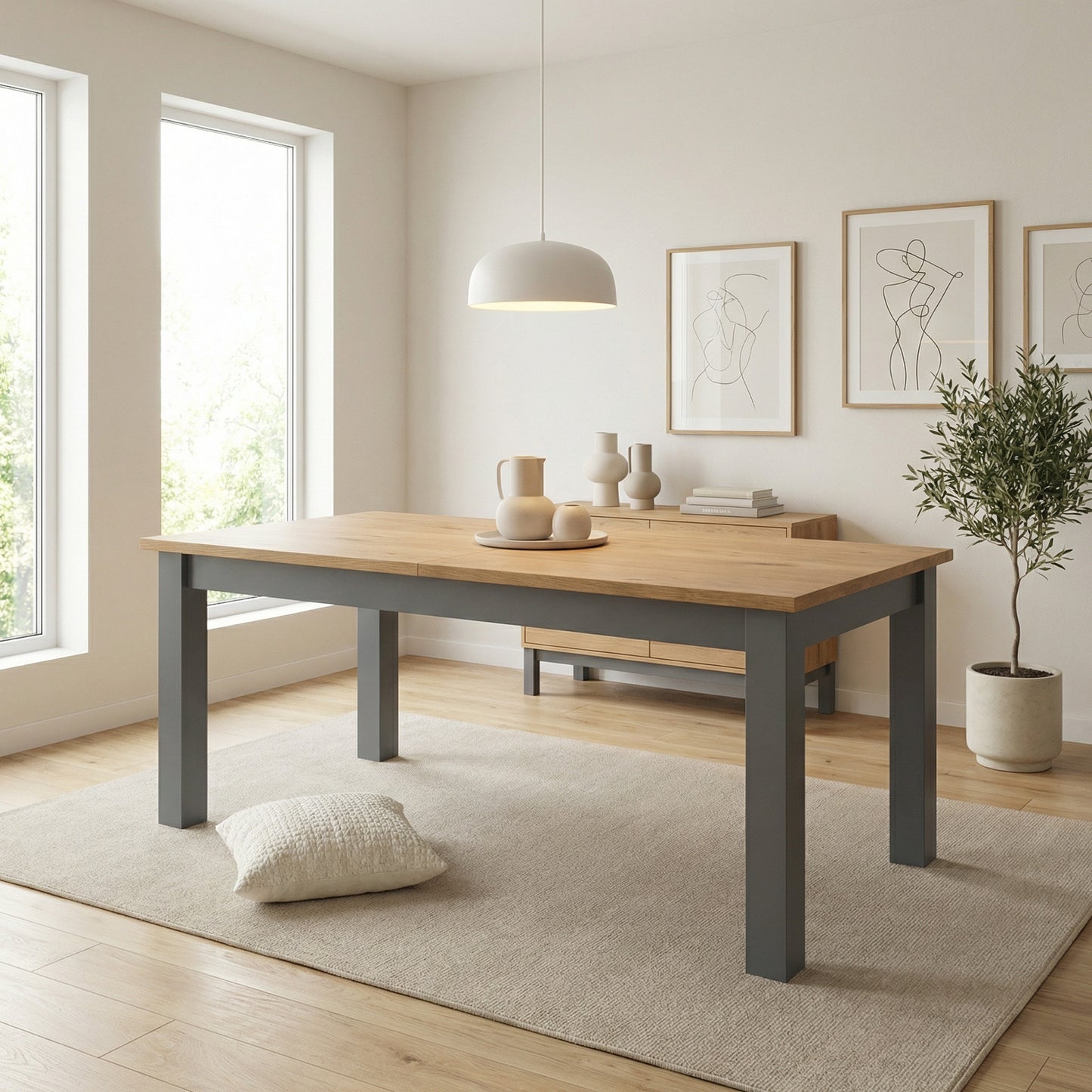 Masa Extensibila Alpina Graphit Matt, Vopsit Gri, Furniruit, 160/215 x 90 x 77 Cm