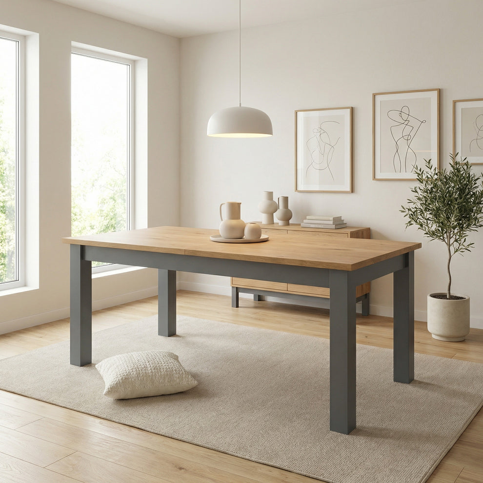 Masa Extensibila Alpina Graphit Matt, Vopsit Gri, Furniruit, 160/215 x 90 x 77 Cm