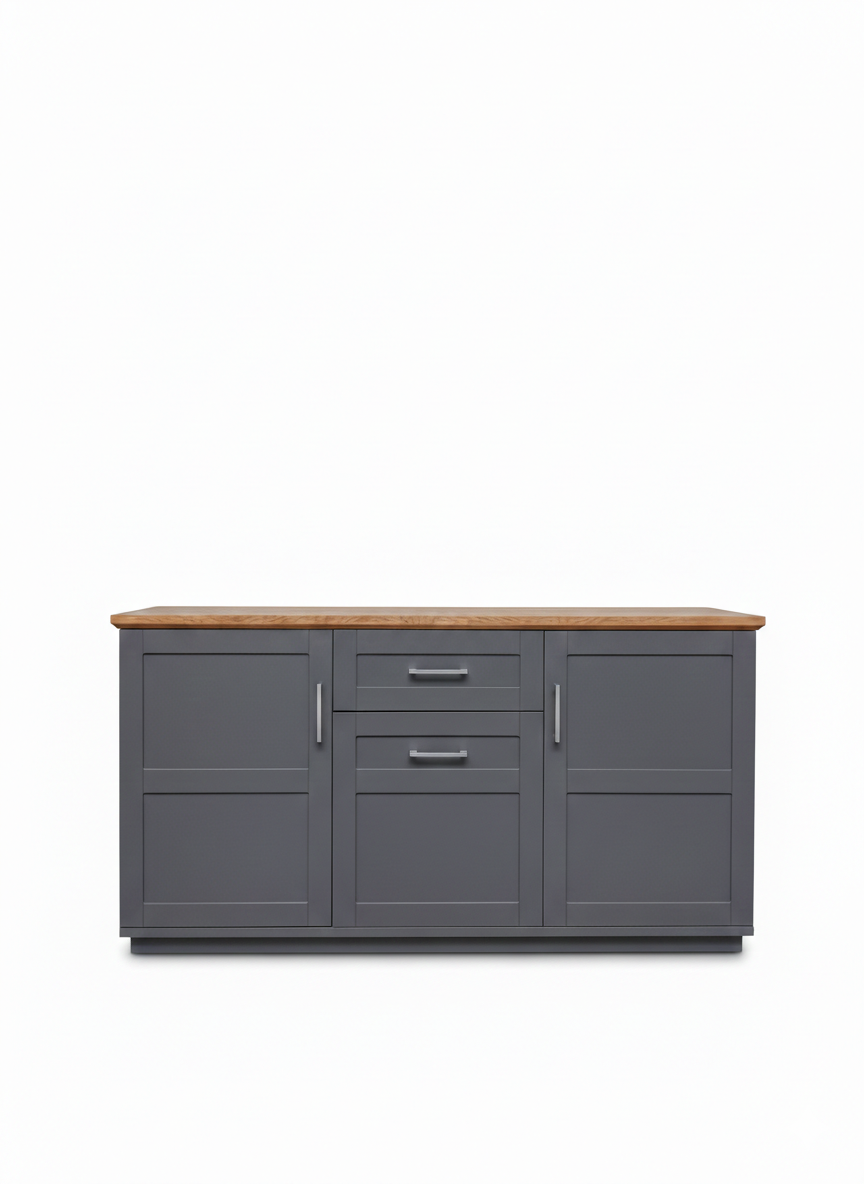Bufet Cu 3 usi si 1 sertar Dining Alpina Graphit Matt, Gri Si Natur 166 Cm