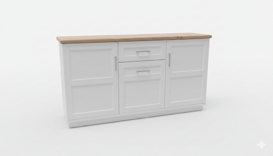 Bufet Cu 3 usi si 1 sertar Dining Alpina, Alb Si Natur 166 Cm