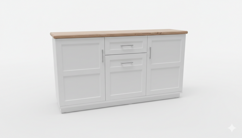 Bufet Cu 3 usi si 1 sertar Dining Alpina, Alb Si Natur 166 Cm