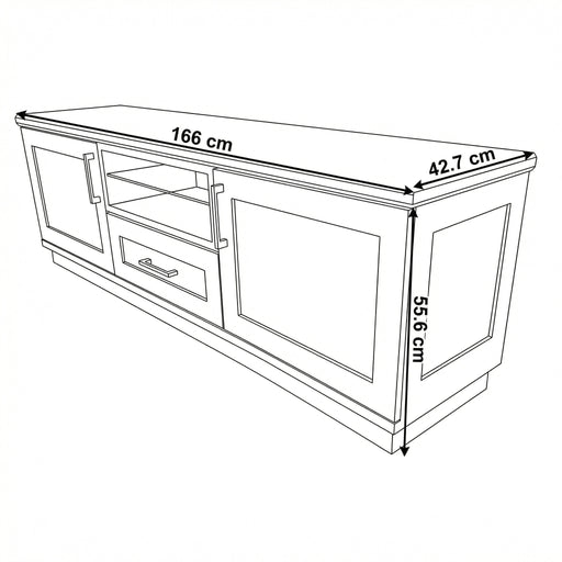 Comoda Tv Alpina Cu 2 Usi, 1 Sertar Si 1 Nisa, Alb Si Natur, 165 Cm