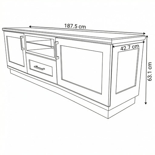 Comoda Tv Alpina Cu 2 Usi, 1 Sertar Si 1 Nisa, Alb Si Natur, 187.5 Cm