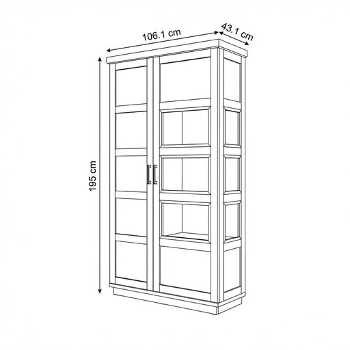 Vitrina Alpina Cu 1 Usa Si 1 Sertar, Furniruit, Vopsit, Alb Si Natur, 105 Cm