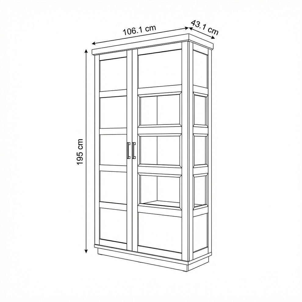 Vitrina Alpina Cu 1 Usa Si 1 Sertar, Furniruit, Vopsit, Alb Si Natur, 105 Cm