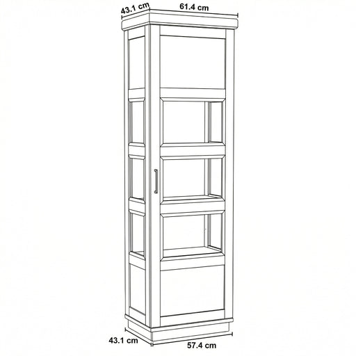 Vitrina Ingusta Alpina Cu 1 Usa, Vopsit Alb, Furniruit, Alb Si Natur, 65 Cm