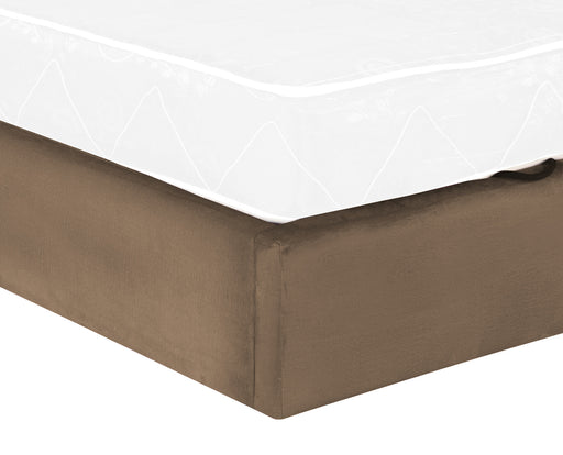 Pat Tapitat Ravel Junior, Dimensiune Saltea 90 x 200 Cm, Cu Somiera Rabatabila Si Panou Stanga, Maro