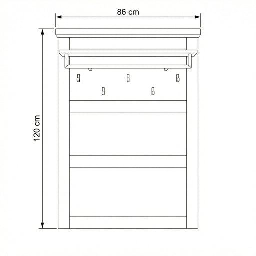Cuier Lat Cu Polita Alpina, Vopsit Alb, Furniruit, 86 Cm