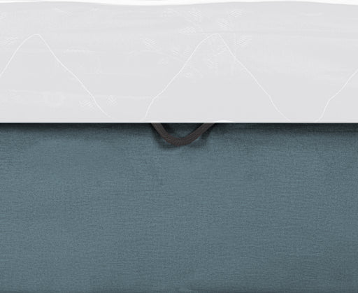 Pat Tapitat Ravel Junior, Dimensiune Saltea 90 x 200 Cm, Somiera Rabatabila Si Panou Stanga, Albastru