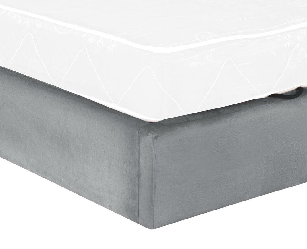Pat Tapitat Ravel Junior Dimensiune Saltea 90 x 200 Cm, Cu Somiera Rabatabila Si Panou Stanga, Gri