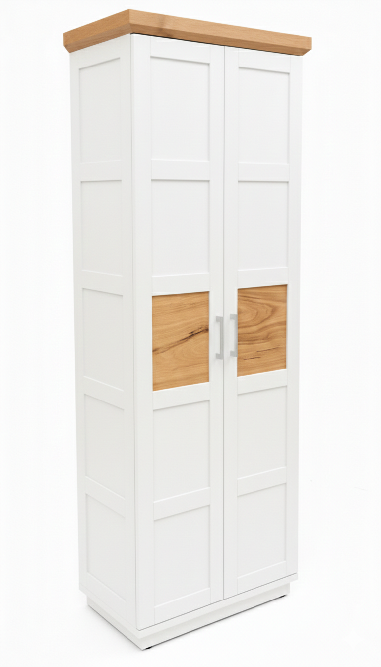 Dulap 2 Usi Alpina, Vopsit Alb, Furniruit, 75 Cm